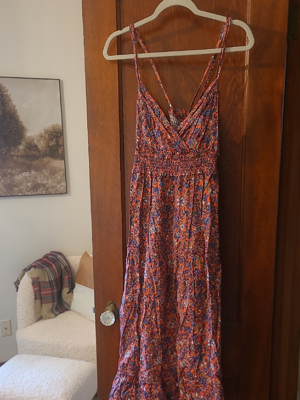 Bright Red Orange Maxi Dress